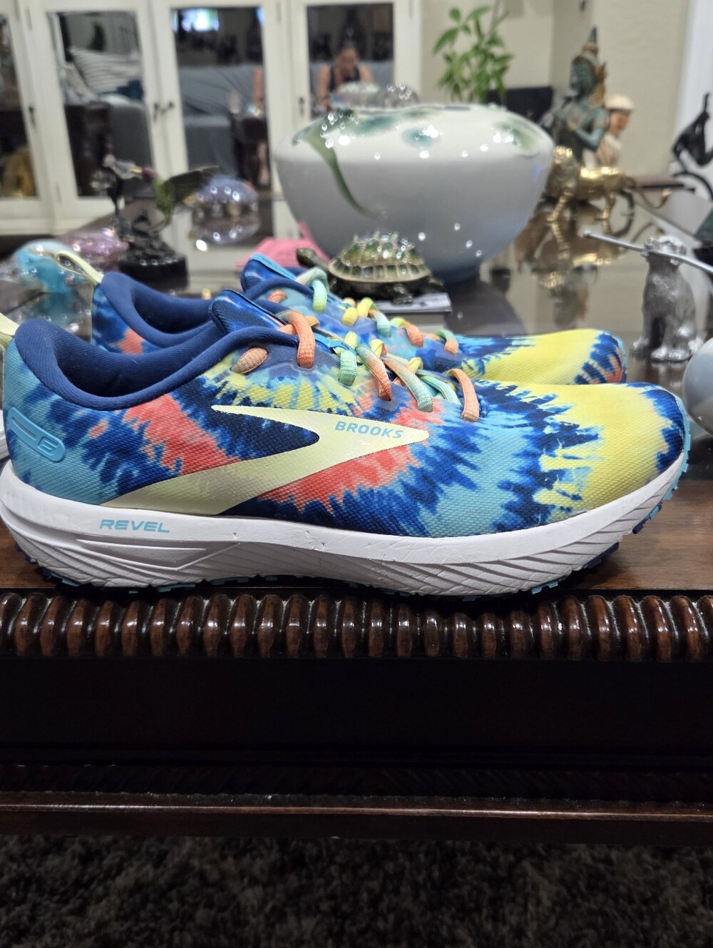 Brooks Revel 6 Rock Roll Tie-Dye Running Sneakers - Blue, Yellow, Coral